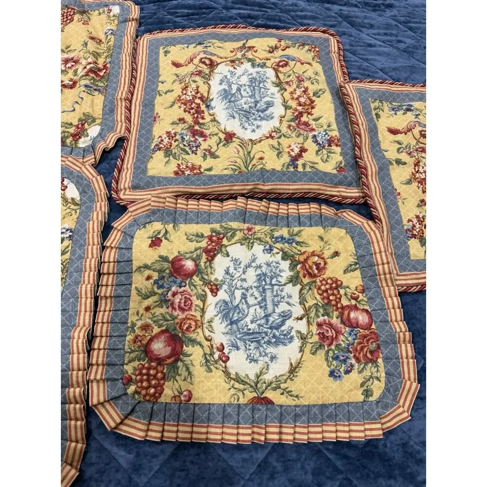 VTG Jane Wilner Rooster French Cottage Toile 7 Piece Duvet Set Shams King